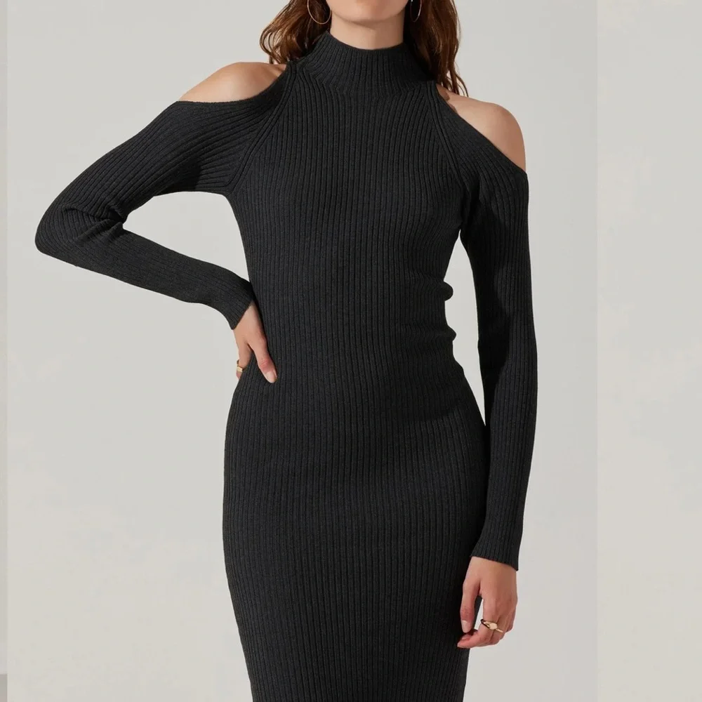 ASTR Cold Shoulder Mock Neck Sweater Dress - Picture 3 of 6